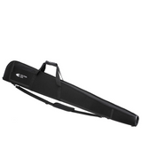 A black 54 inch shotgun soft case bag with a shoulder strap and a padded tip, labeled with the brand Evolution Gear and indicating it's made in Australia with a money-back guarantee.