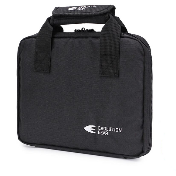 Black carrying case with 'Evolution Gear' logo on a white background