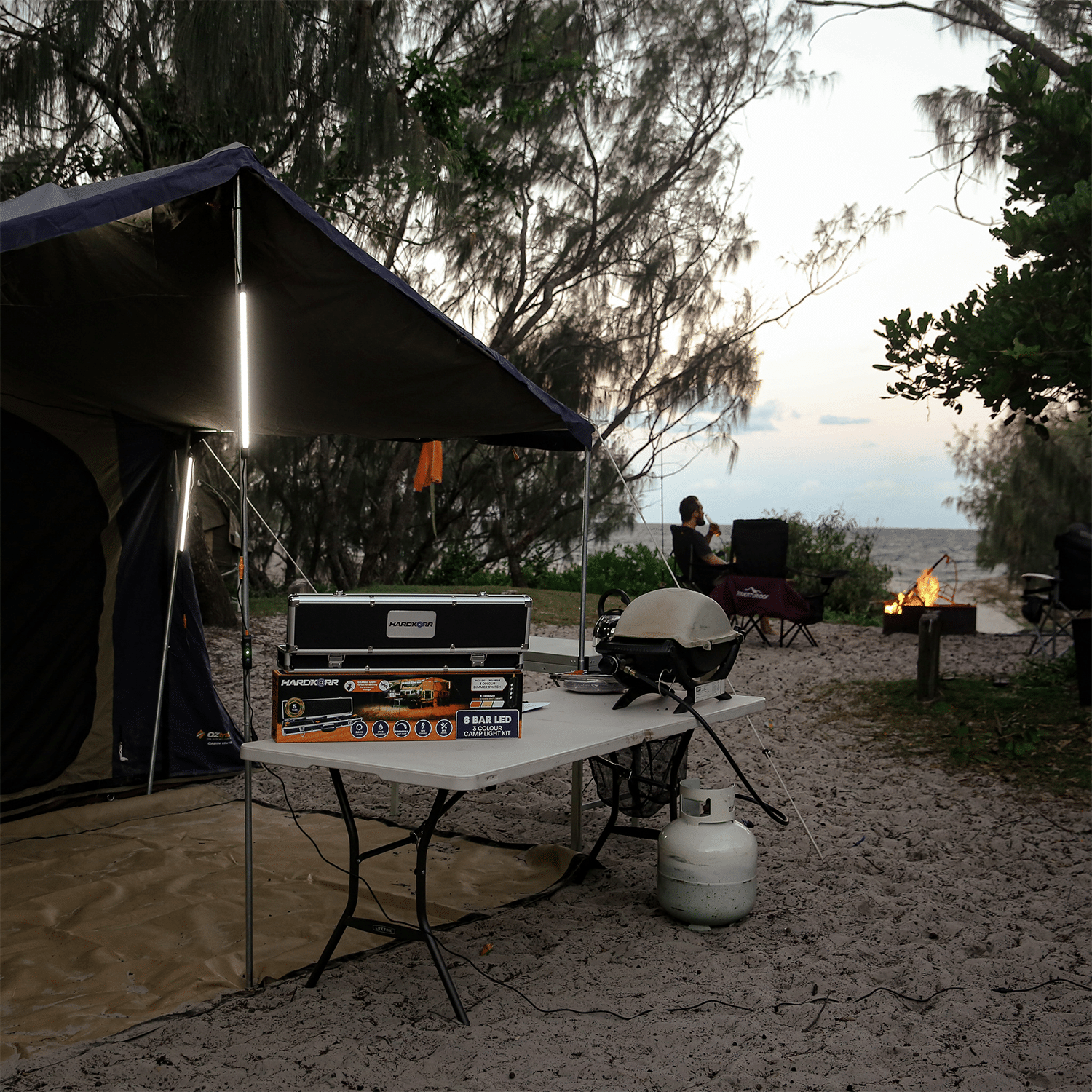 HardKorr 6 Bar Tri Colour LED Camp Light Kit With Diffusers Camp